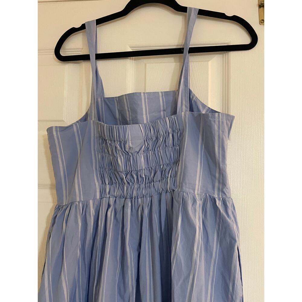 Blue and white striped babydoll cottagecore sleevless midi dress size medium - Picture 5 of 7